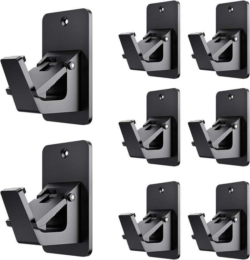 BMONATY Adhesive No Drill Curtain Rod Brackets - Heavy Duty 30LB Holders for Bathroom Bedroom Kitchen, Universal Damage-Free Window Rod Hooks with Nail-Free Installation (8PC Black) - Image 1